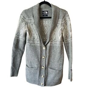 Women's The North Face Wool‎ Blend Front Button Sweater Jacquardigan Cardigan